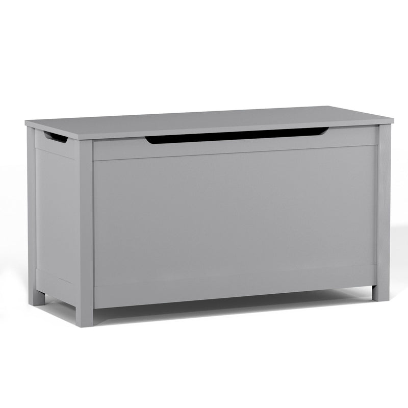 Kids Wooden Toy Box Storage With Safety Hinged Lid For Ages 2+ - Gray