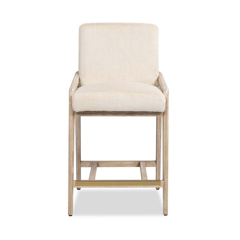 Arizona - Solid Ash Upholstered Counter Stool With Rope Detail - Creme De La Creme White