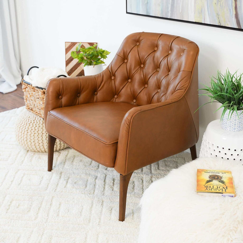 Joshua - Tufted Lounge Chair - Natural / Tan