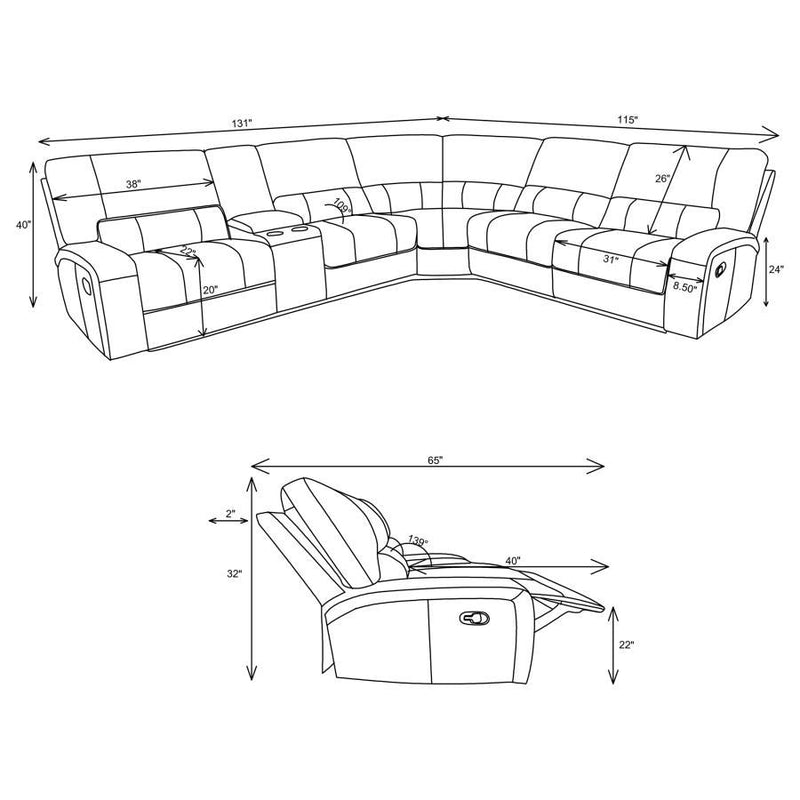 Brunson - 3 Piece Upholstered Reclining Sectional Sofa - Brown