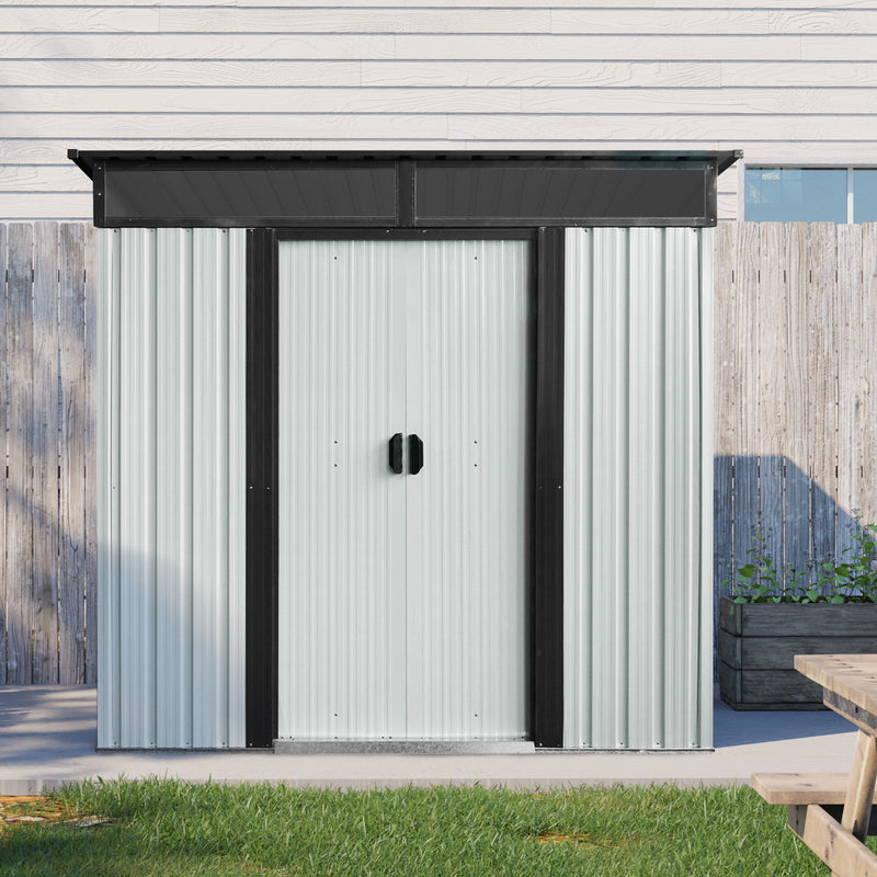 Outdoor Metal Storage Shed And Transparent Plate For Garden, Lawn