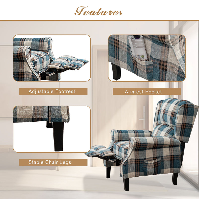 Vintage Armchair Sofa Comfortable Upholstered Leisure Chair / Recliner Chair For Living Room