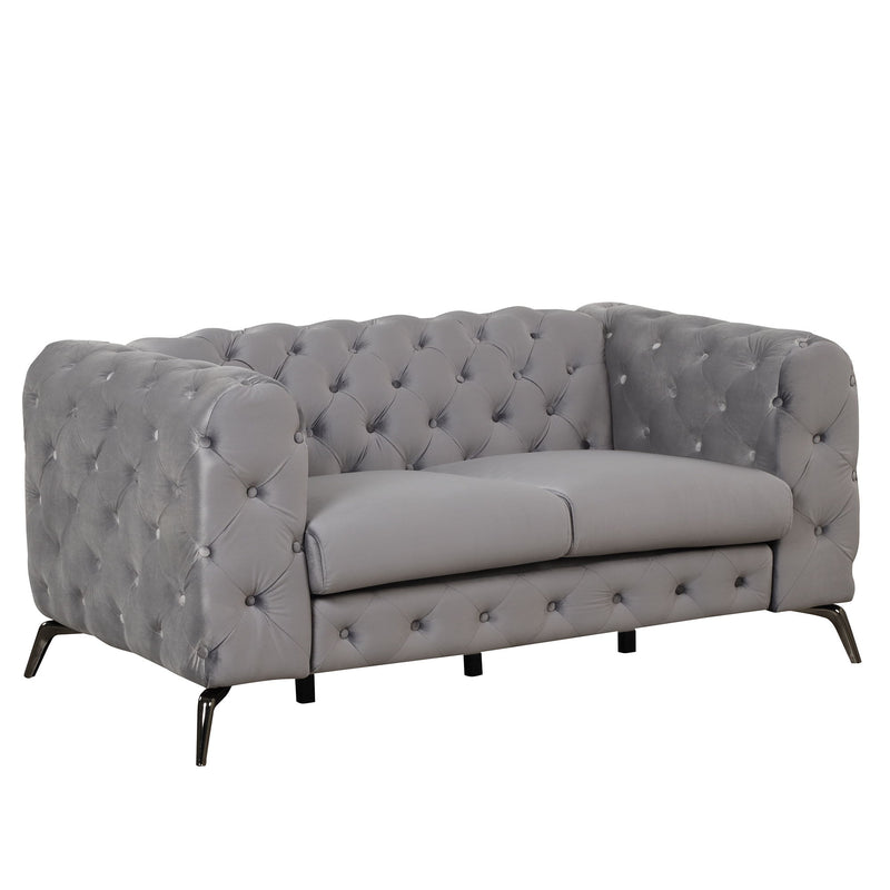 Velvet Upholstered Loveseat Sofa, Modern Loveseat Sofa With Button Tufted Back, 2 Person Loveseat Sofa Couch For Living Room, Bedroom, Or Small Space