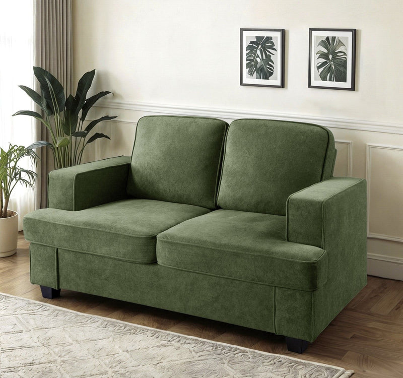 Modern Loveseat, Comfortable 2 Seater Couch With Deep Seating, Loose Back Cushions, Wide Arms