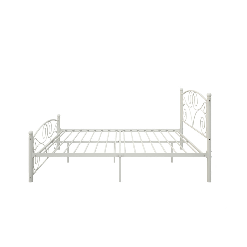 Queen  Size Unique Flower Sturdy System Metal Bed Frame with Headboard and Footboard