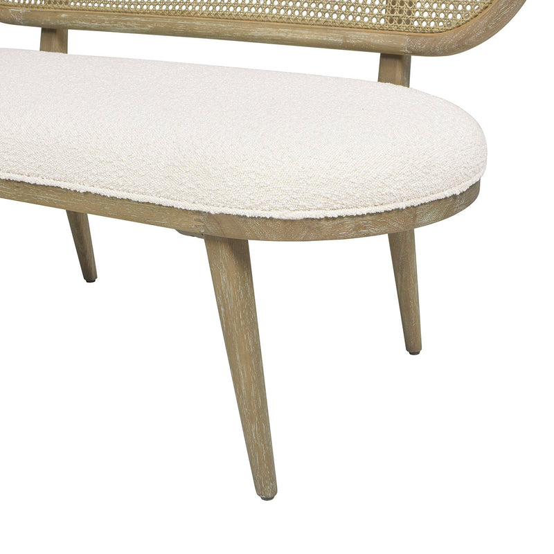 Havana - Cane Upholstered Bench Settee - Ivory White