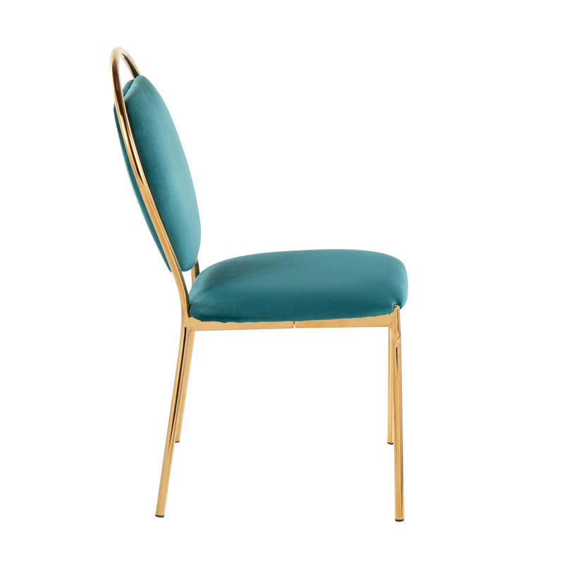 Keyhole - Contemporay / Glam Dining Chair (Set of 2) - Gold / Green