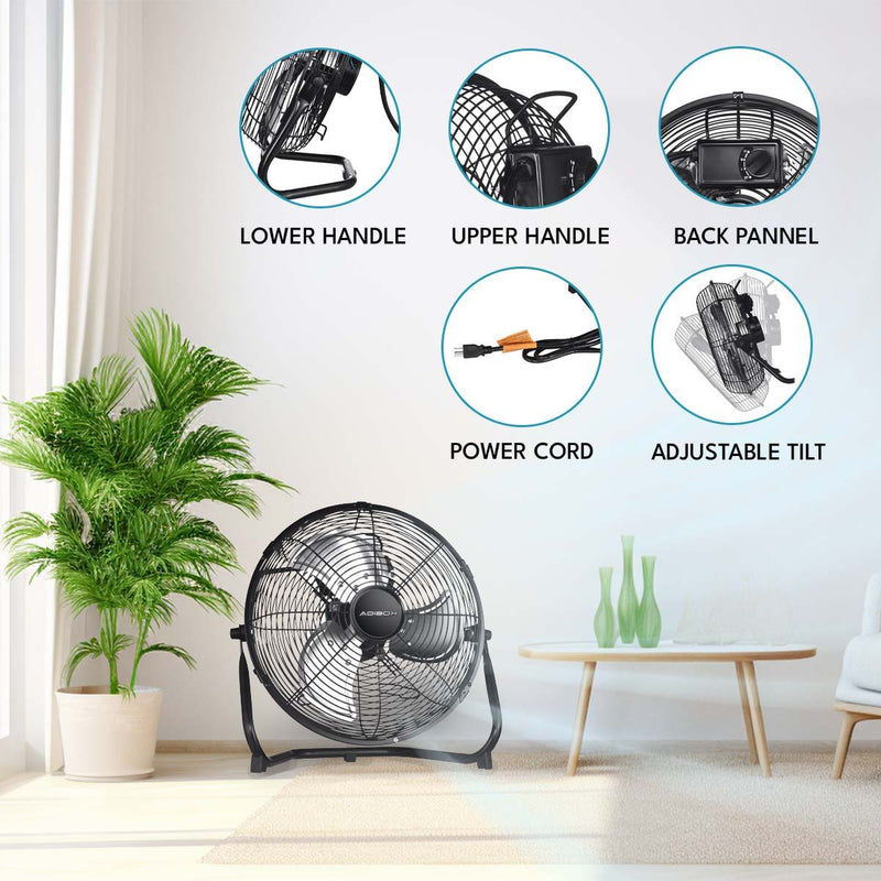 3 Speed High Velocity Industrial Heavy Duty Metal Floor Fan With Tilting Head For Outdoor / Indoor Use