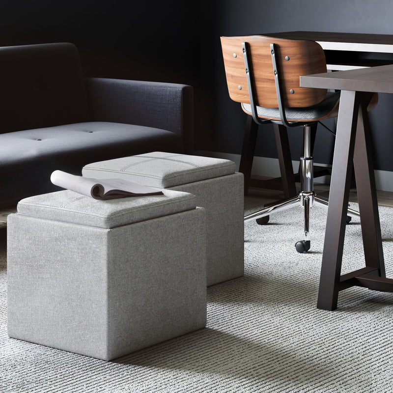 Rockwood - Upholstered Cube Storage Ottoman With Tray