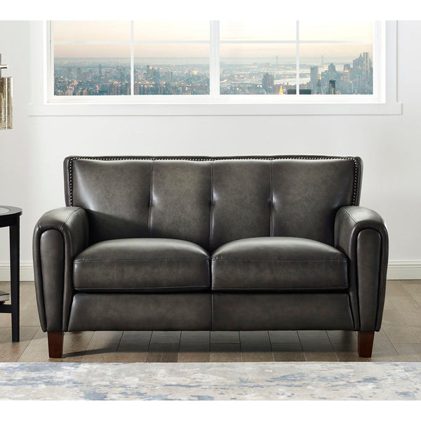 Weldon - Leather Loveseat - Gun Ash