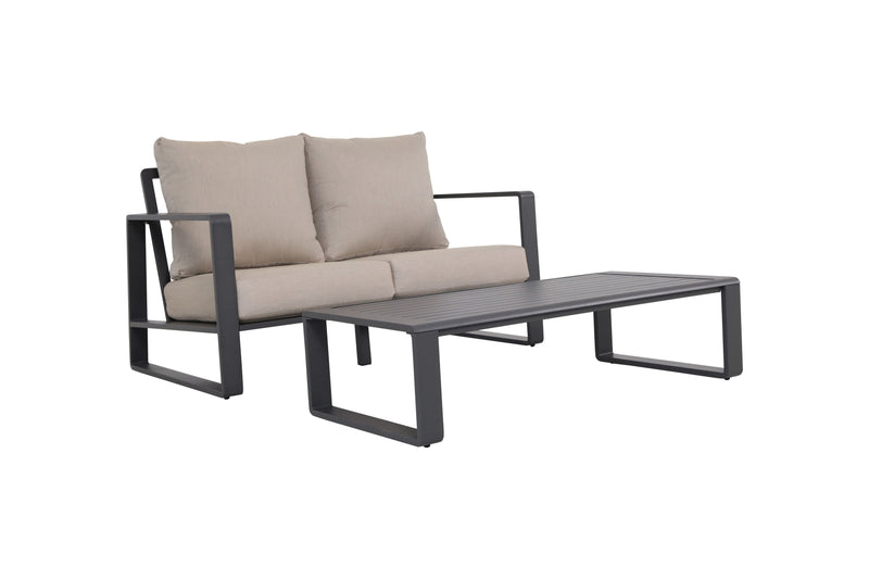 Double Sofa With Rectangular Coffee Table, Cushions Tino Tino - Light Gray