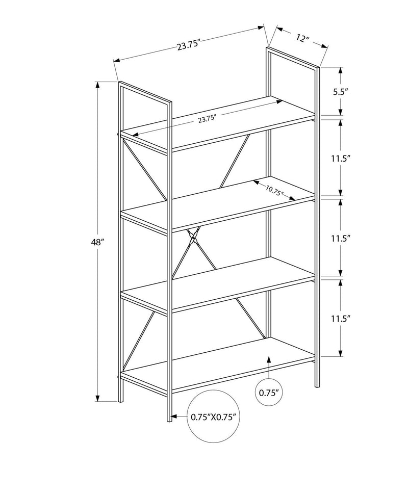 Bookshelf, Bookcase, 4 Tier, Office, Bedroom, Contemporary, Modern