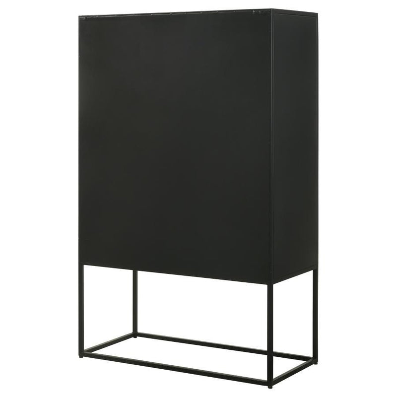 Jenna - 2 Door Mango Wood Mandala Pattern Accent Cabinet Black - Matte Black