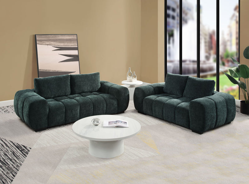 Ferrand - 2 Pieces Green Living Room Sofa & Loveseat Set - Green