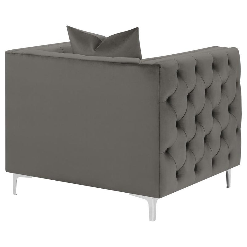 Phoebe - Upholstered Tuxedo Arm Tufted Chair - Urban Bronze