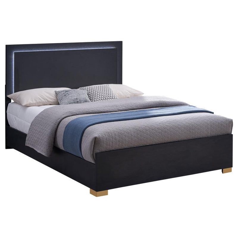 Marceline - Wood LED Panel Bed