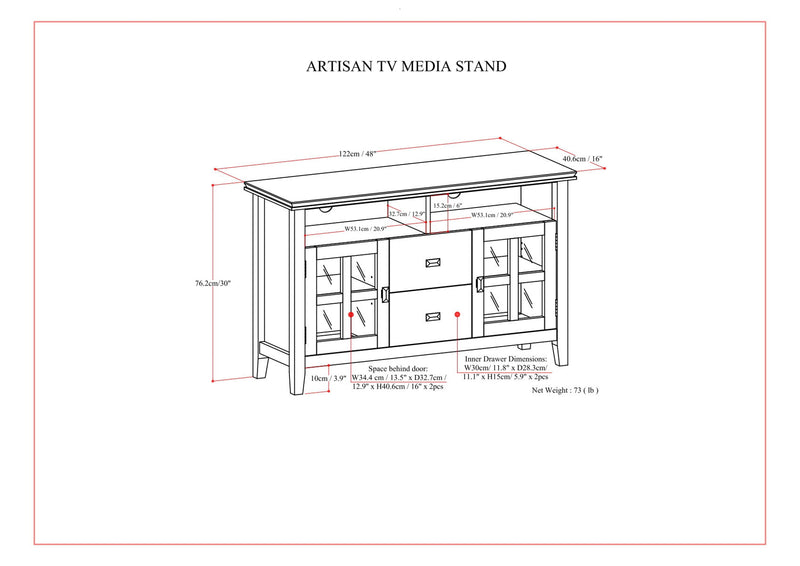 Artisan - TV Media Stand, Handcrafted - Russet Brown