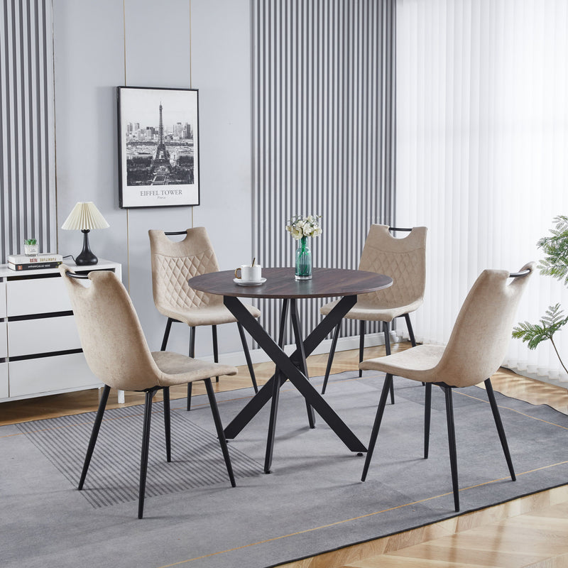 Mid-Century Dining Table For 4 - 6 People With Round MDF Table Top, Pedestal Dining Table, End Table Leisure Coffee Table, Cross Leg