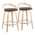 Grotto - Contemporary Fixed Height Counter Stool With Swivel With Round Footrest (Set of 2)