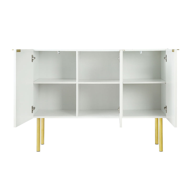 Modern Simple & Luxury Style Sideboard Particle Board & Board Cabinet With Gold Metal Legs & Handles, Adjustable Shelves For Living Room, Dining Room