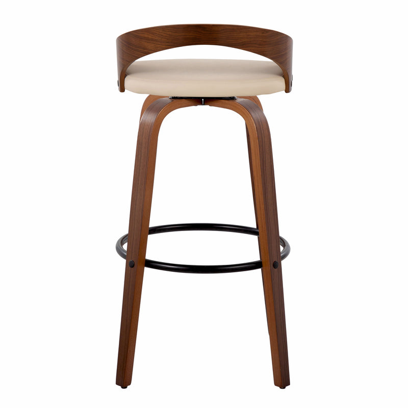 Grotto - Mid Century Modern Fixed Height Barstool & Swivel With Round Footrest (Set of 2)