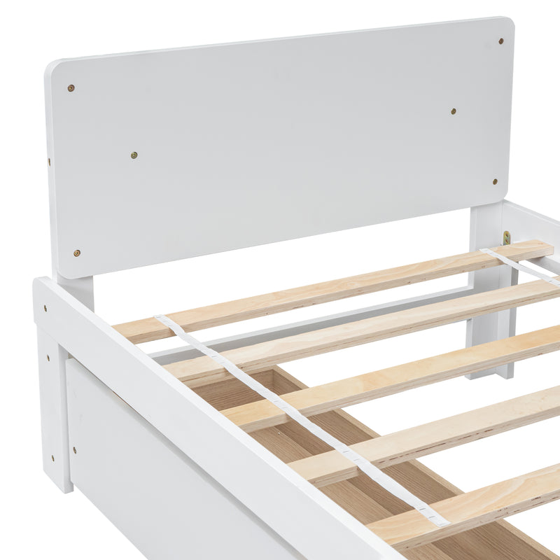 Twin Bed with Footboard Bench,2 drawers,White