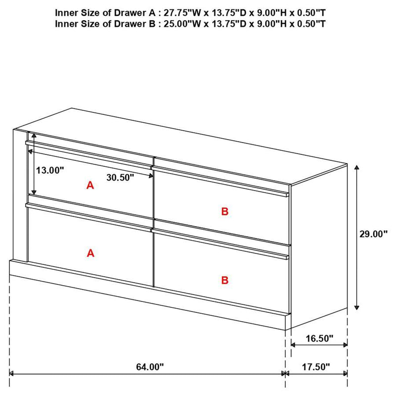 Azalia - 4-Drawer Dresser - Walnut