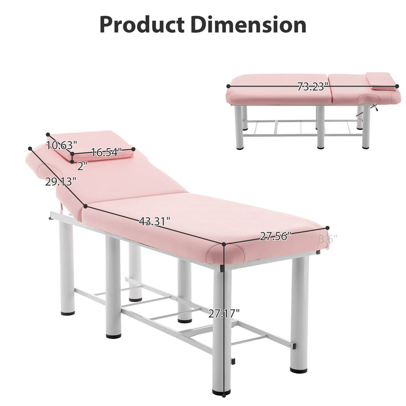 Professioanl Massage Table, Backrest Adjustable, Removable Headrest, Bottom Shelf Storage, Memory Foam Layer Salon Bed