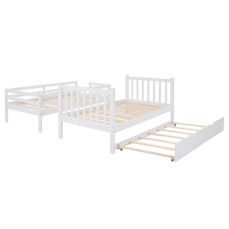 Twin over Twin/Full Bunk Bed with Twin Size Trundle (White)(OLD SKU :LP000025AAK)