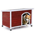 Medium Wooden Outdoor Dog House, Waterproof Roof, Elevated Floor, Adjustable Plastic Feet