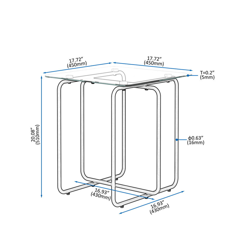 Modern Tempered Glass Coffee Table End Table Side Table For Living Room, Bedroom