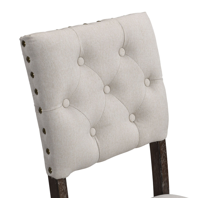 Modern Tufted Back Upholstered Nailhead Trim Dining Chairs (Set of 2) - Beige