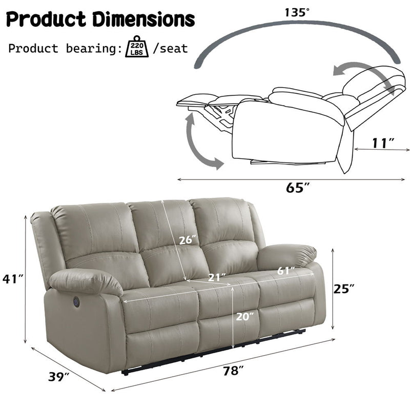 Zuriel - Power Motion Sofa With USB - Beige