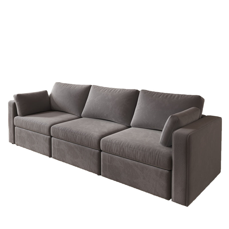 3 Seats Modern U-Shape Sectional Sofa, Oversized Upholstery Chaise Couch With Storage Ottomans For Living Room / Loft / Apartment / Office