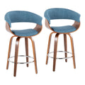 Vintage Mod - Mid Century Modern Fixed Height Counter Stool With Swivel With Round Footrest (Set of 2)