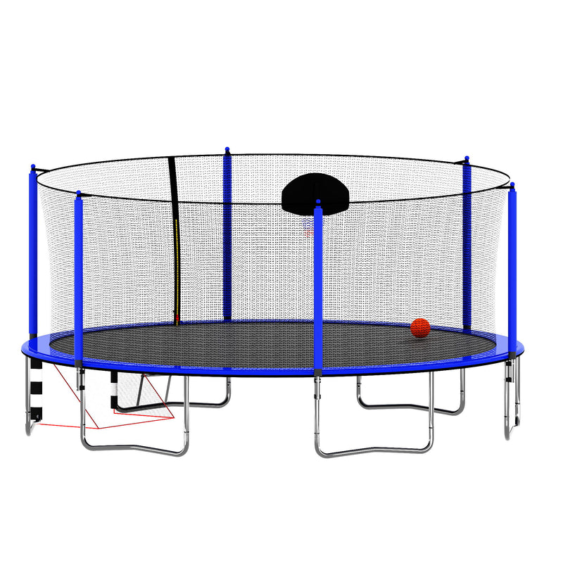 16Ft Trampoline With Basketball Hoop Pump And Ladder (Inner Safety Enclosure) With Soccer Goal