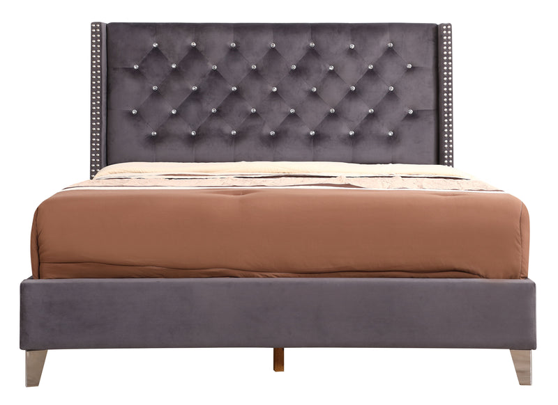 Julie - Upholstered Bed With Faux Diamonds