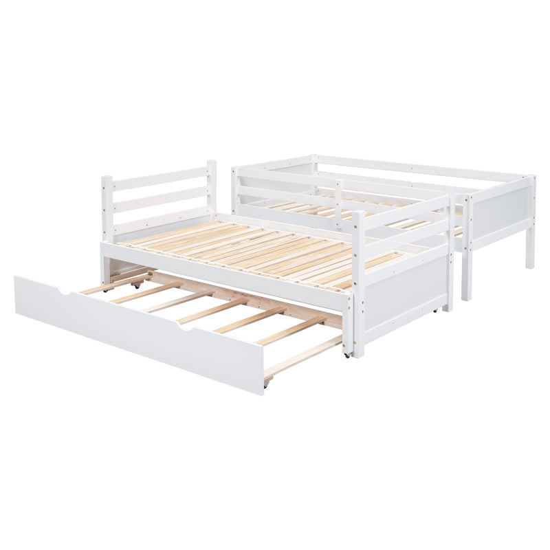 Twin over Pull-out Bunk Bed with Trundle, White