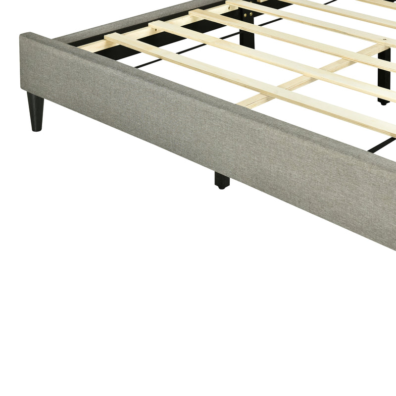 Queen size Upholstered Platform Bed with Storage Headboard, Sensor Light and a set of Sockets and USB Ports, Linen Fabric, Gray