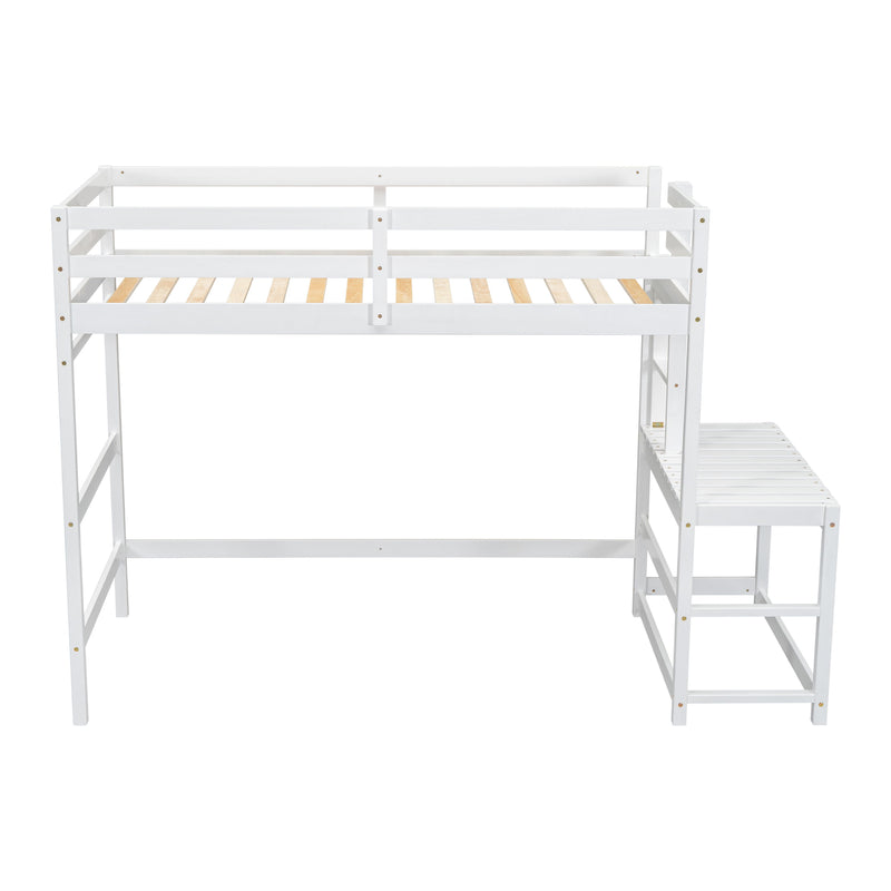 High Loft Bed With Ladder Landing Platform, Ladders, Guardrails