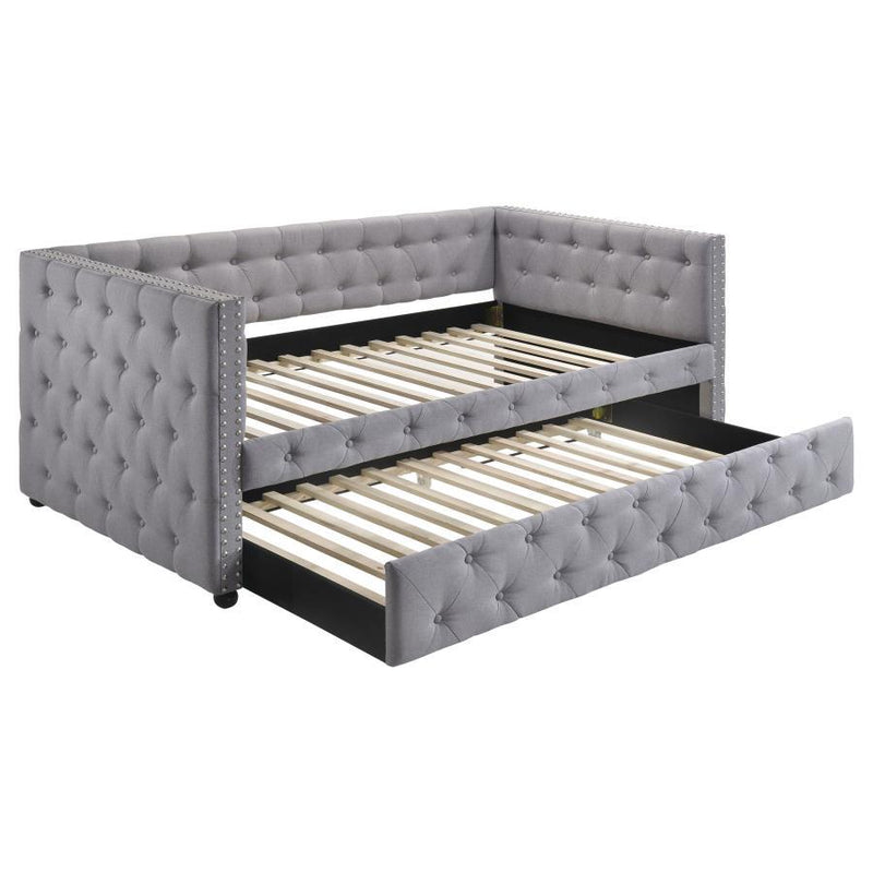 Mockern - Upholstered Twin Daybed With Trundle - Gray - Atlantic Fine Furniture Inc