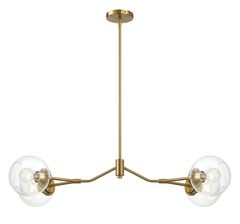 Jewel - 4 Lights Modern Farmhouse Chandelier Ceiling Hanging Light Fixture - Clear / Gold