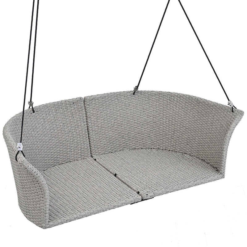 2 Person Hanging Seat, Rattan Woven Swing Chair, Porch Swing With Ropes