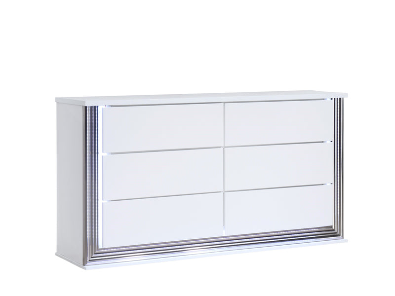 Moon - Smooth Dresser With LED - White