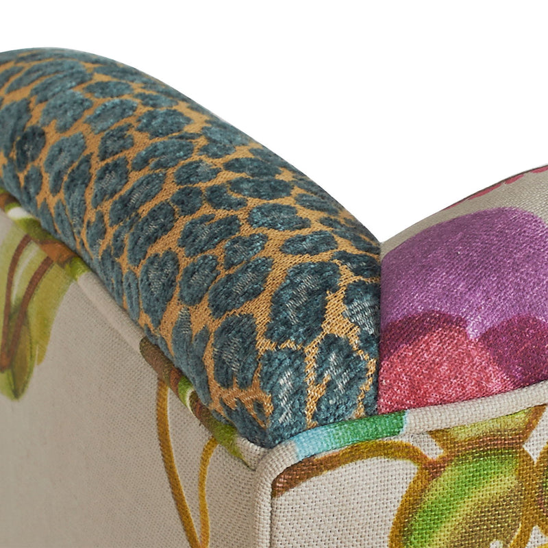 Anya - Boho Chic Wingback Accent Arm Chair - Floral / Leopard / Blue Teal / Purple