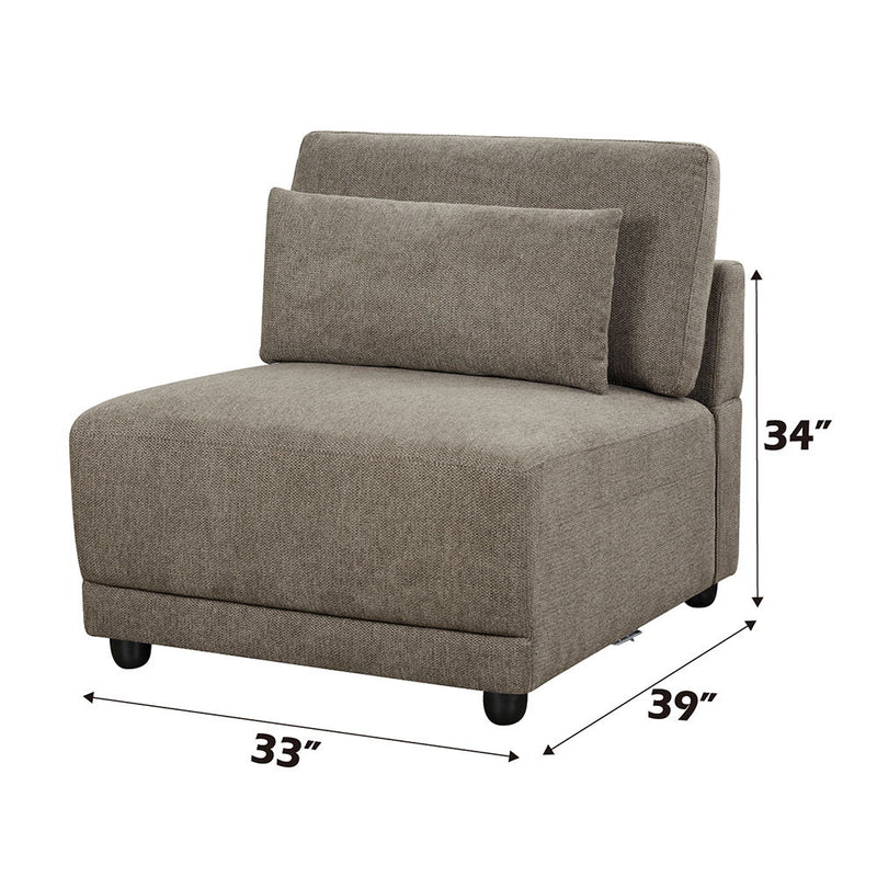 Rylie - Modular Armless Chair With Pillow - Dark Gray