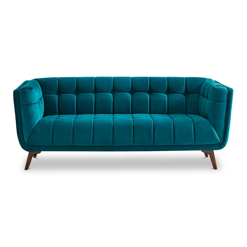 Addison - Small Velvet Sofa - Brown / Teal