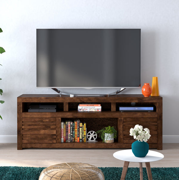 Bridgevine Home Sausalito 72 inch TV Stand Console for TVs up to 85 inches, No Assembly Required, Whiskey Finish