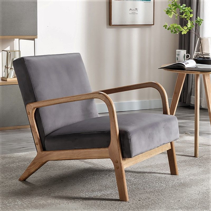 Classic Mid-Century Modern Accent Chairs, Open Framed Armchair With Cushioning