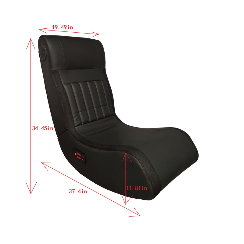 Foldable Gaming Chair With Onboard Speakers, LED Strip Lighting, Bluetooth Music Speakers, Vibration Massage, USB Charging Port - Black